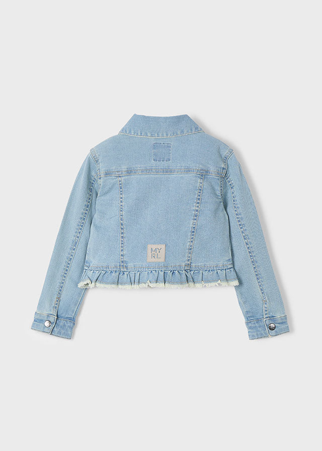 Denim Jacket with Ruffle Hem