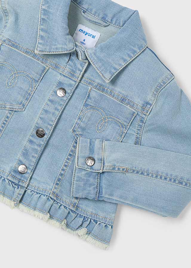 Denim Jacket with Ruffle Hem