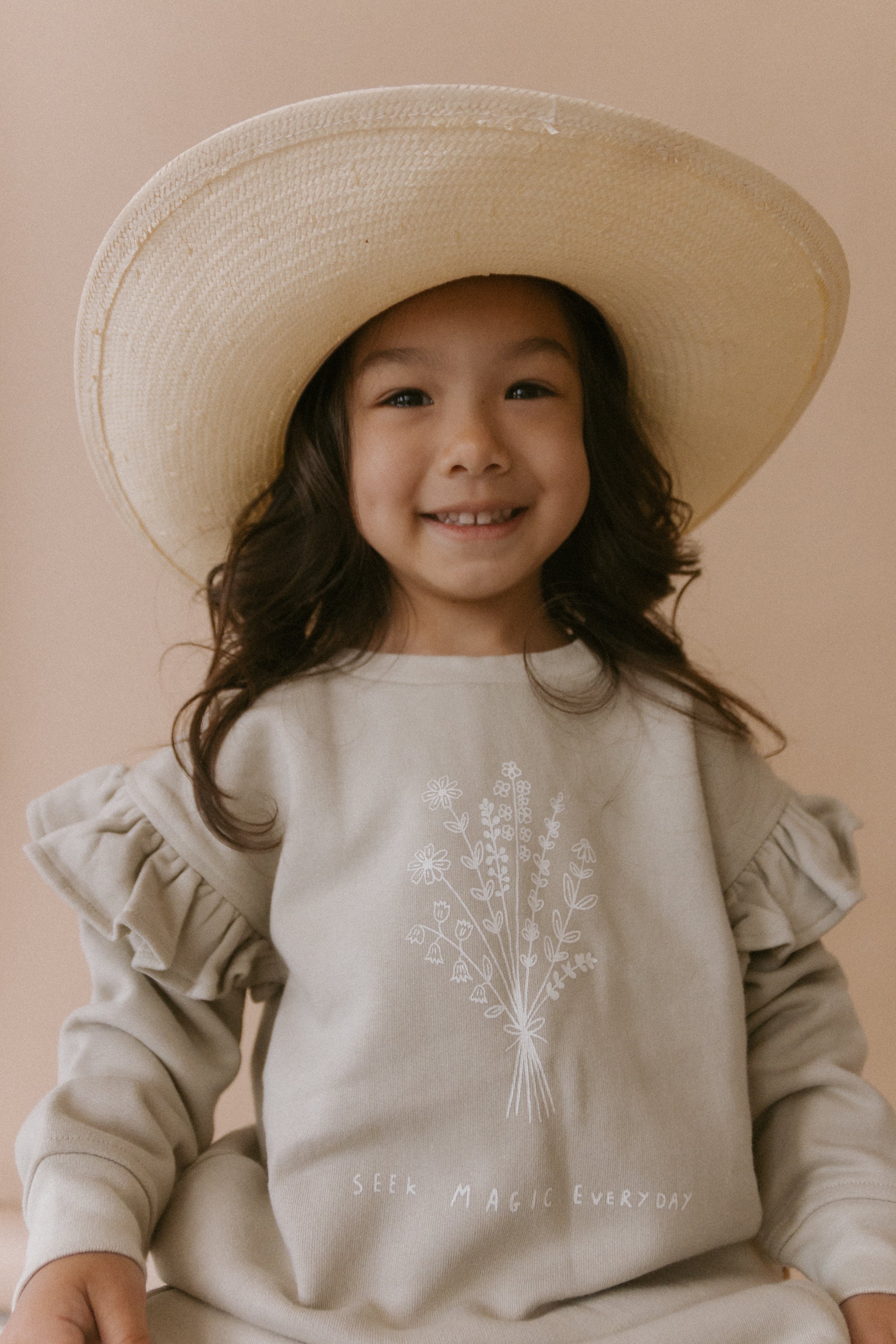 Organic Fleece Ruffle Sleeve Sweatshirt