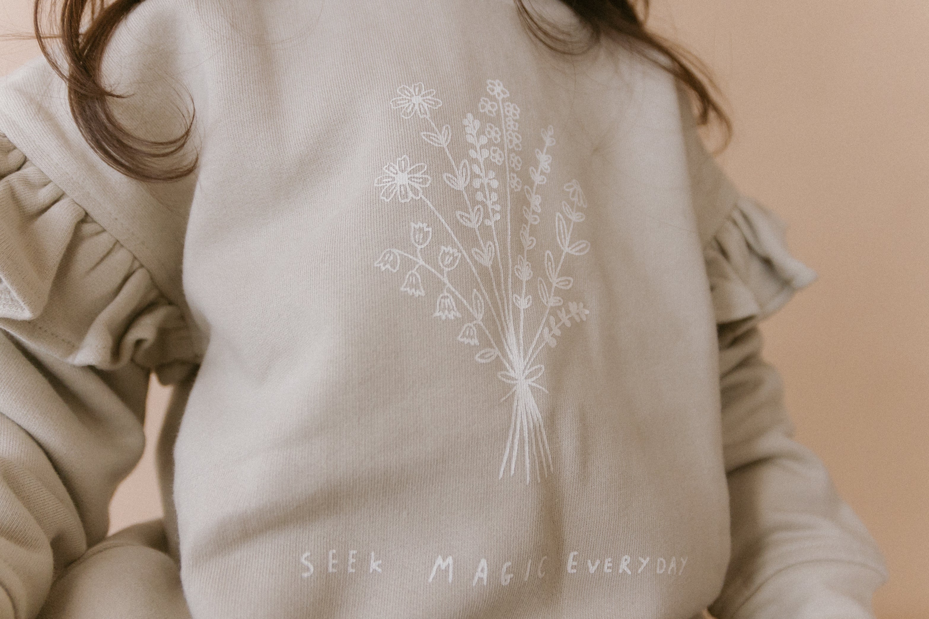 Organic Fleece Ruffle Sleeve Sweatshirt