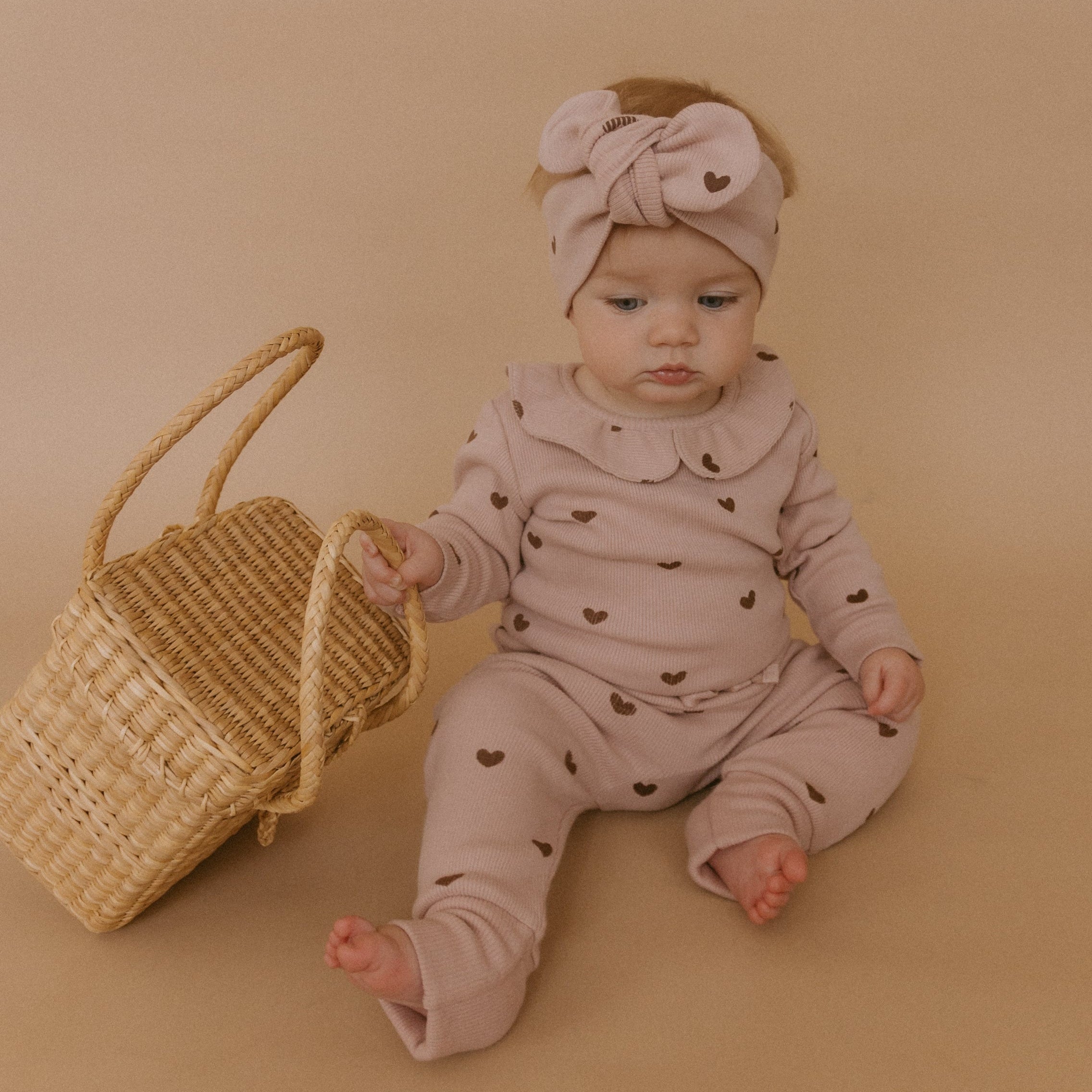 Organic Ruffle Onesie & Pant Set - Hearts