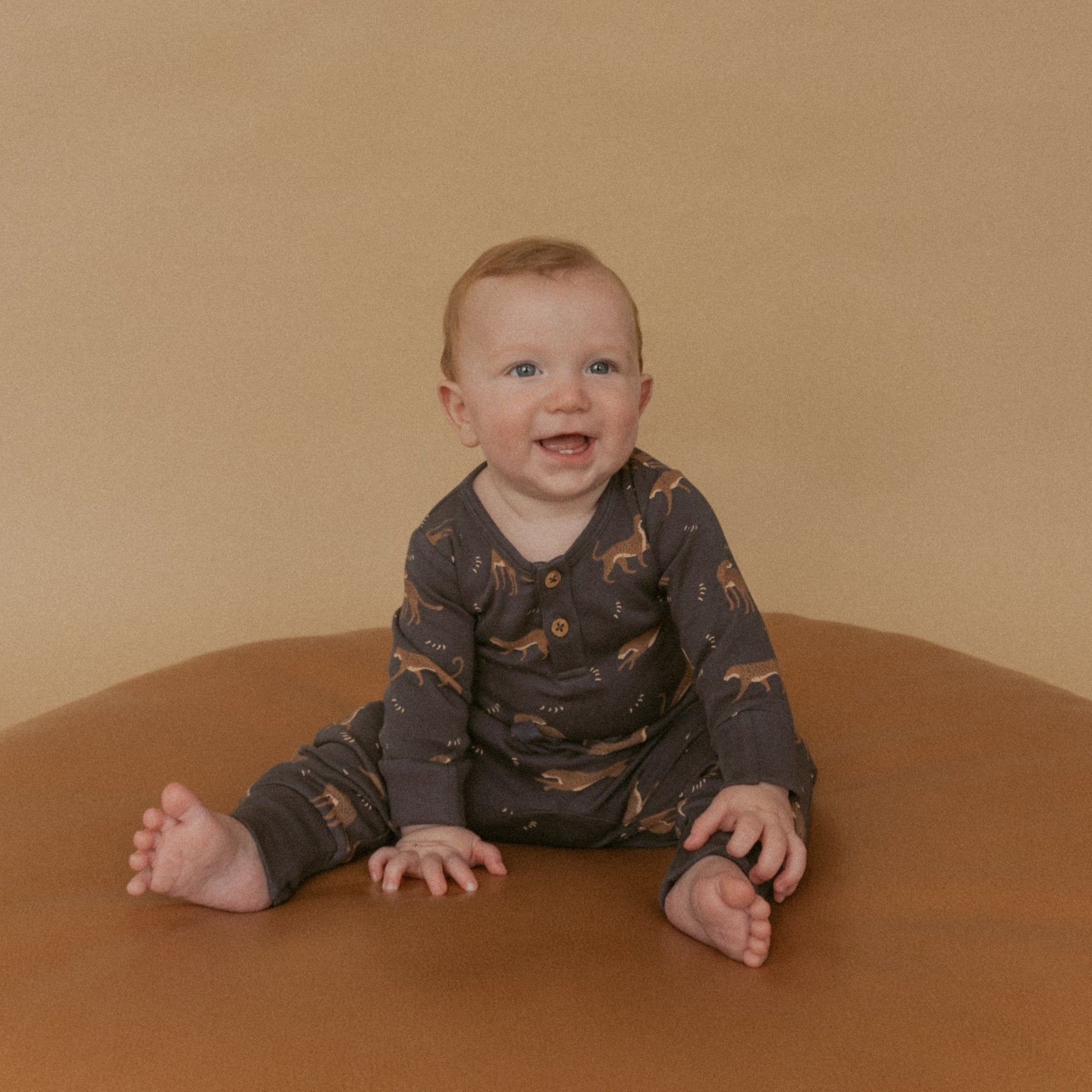 Organic Button Onesie & Pant Set - Leopard