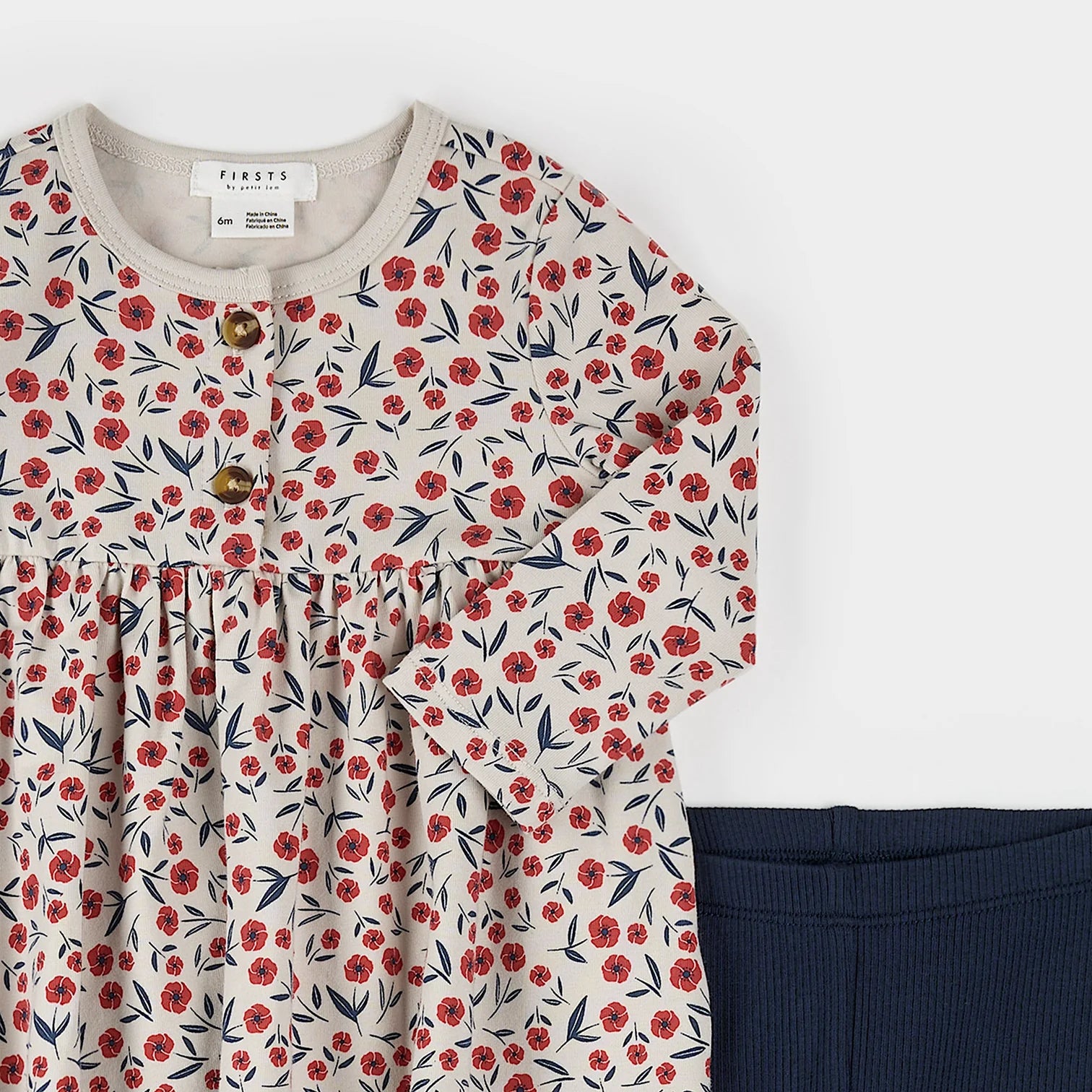 Floral Poppy Print Ribbed Dress Set