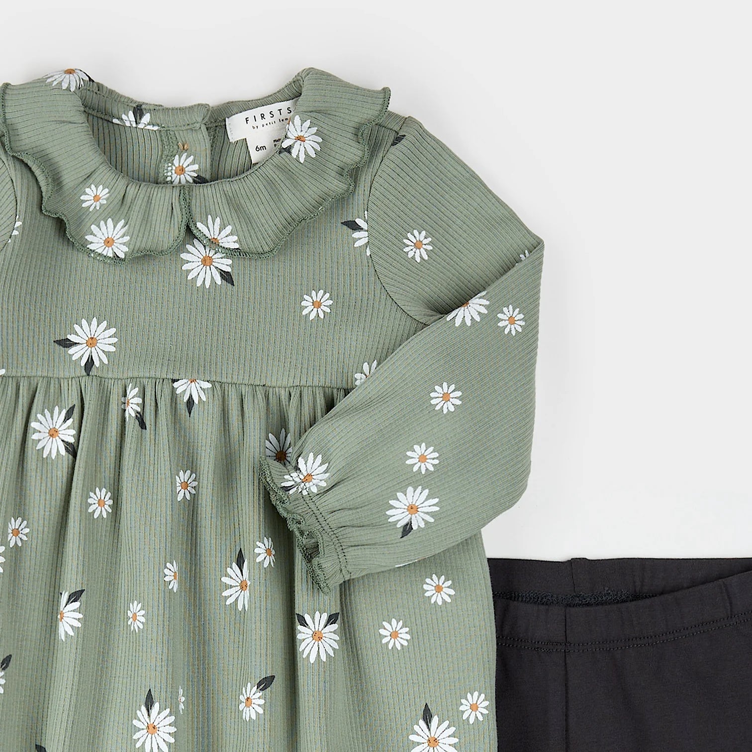 Daisy Sage Ribbed Dress Set