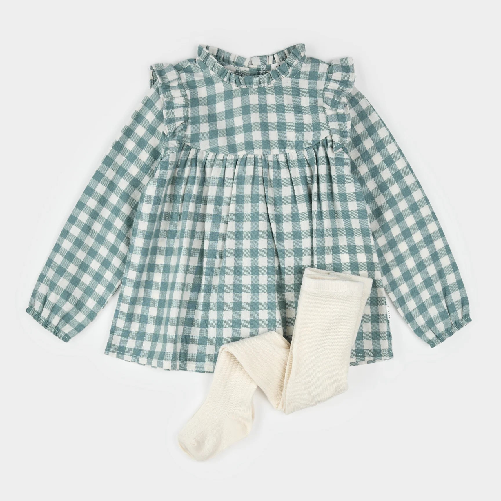 Teal Gingham Brushed Twill Dress Set