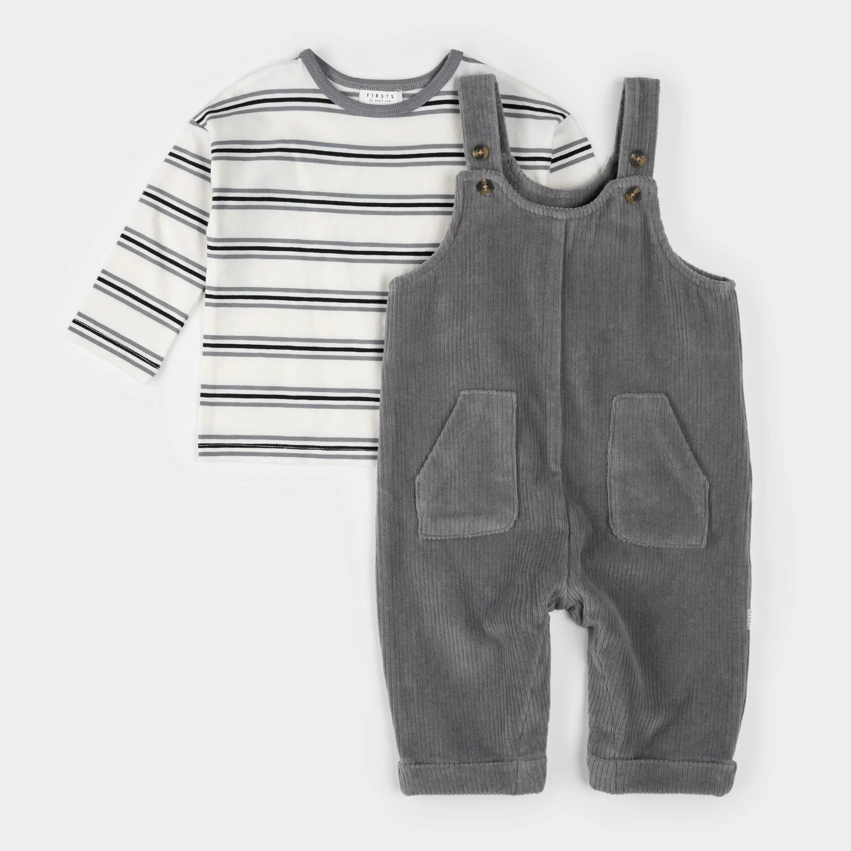 Pearl Blue Corduroy Overall Set