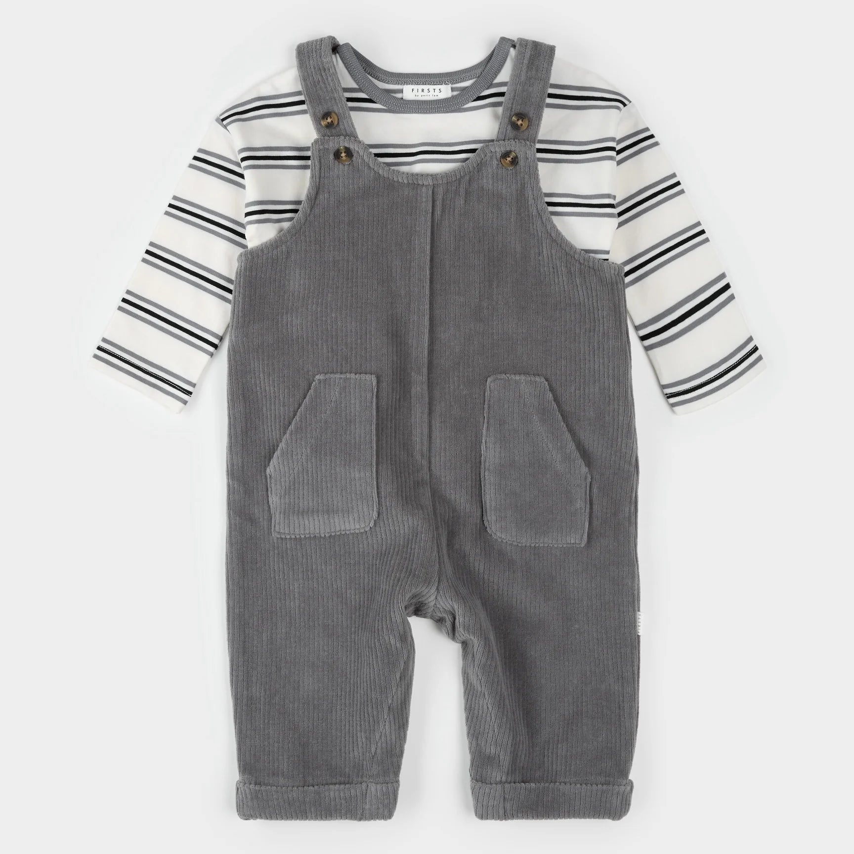 Pearl Blue Corduroy Overall Set