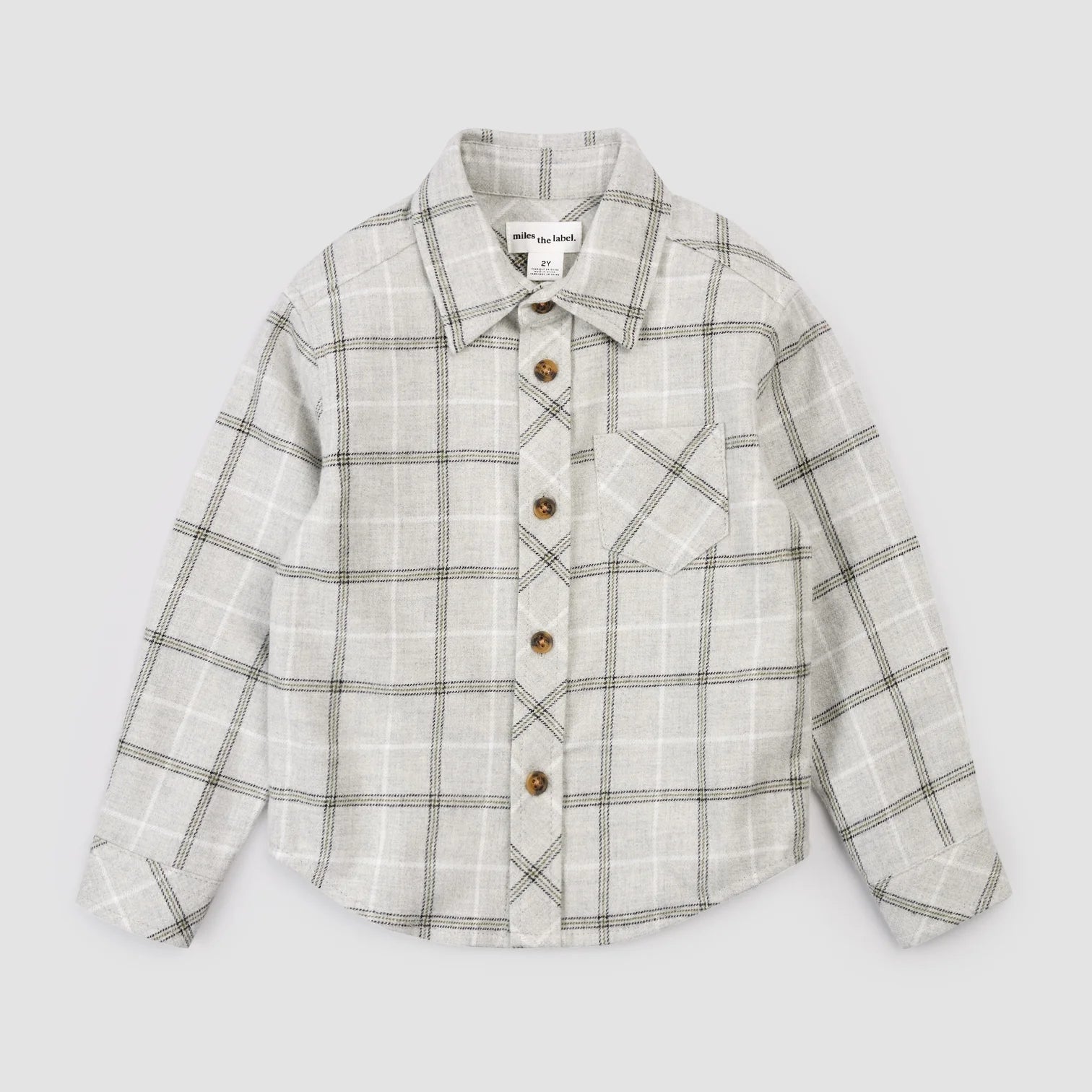 Light Grey Plaid Flannel Shirt