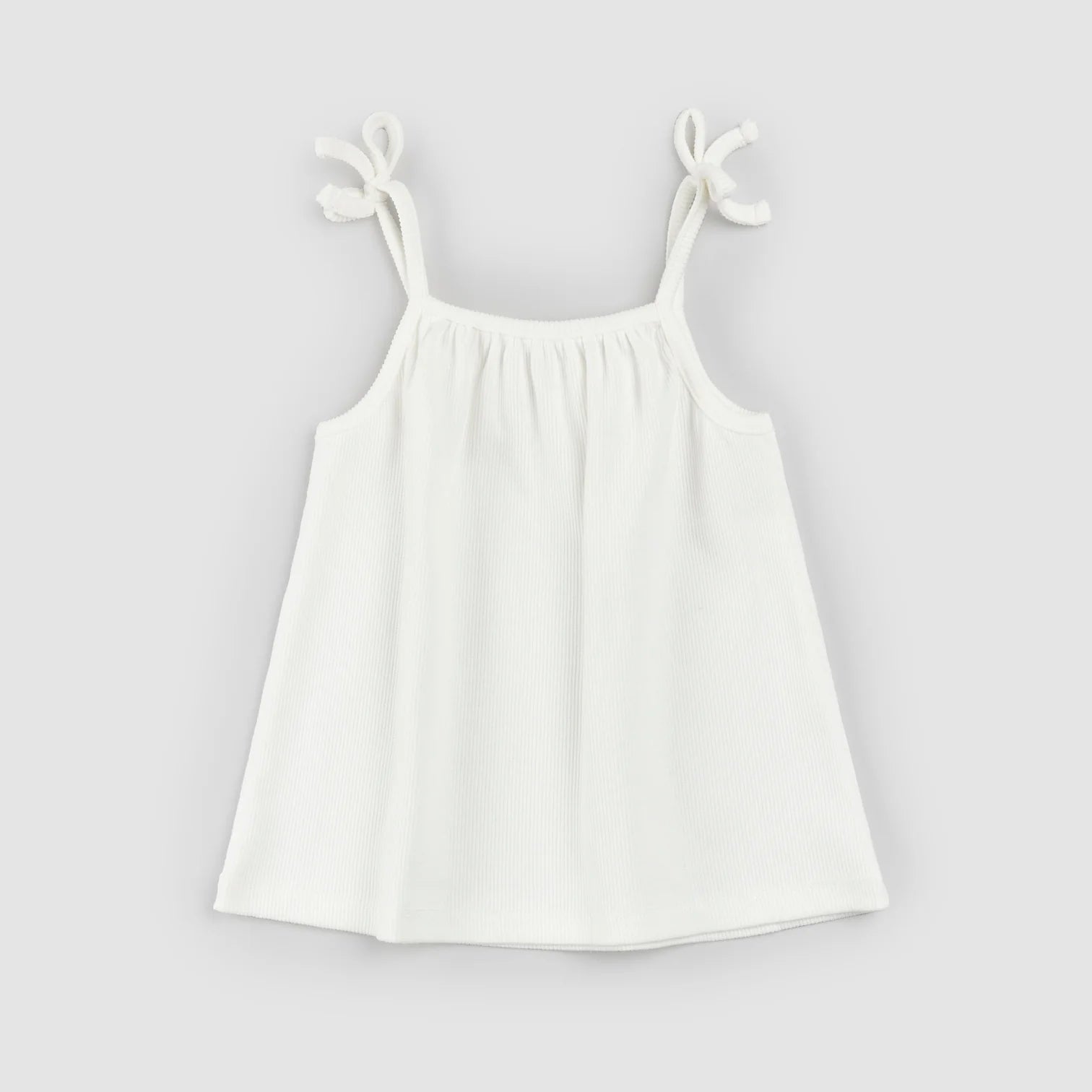 Spaghetti Strap Ribbed Tank Top in Off-White