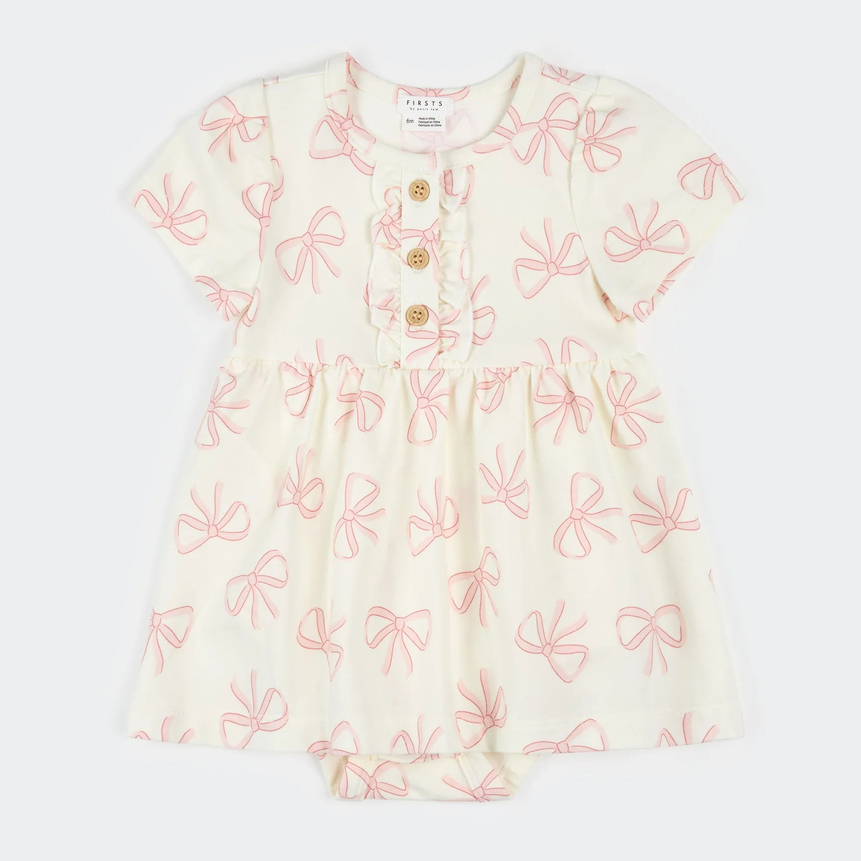 Bows Print on Ivory Bodysuit Dress