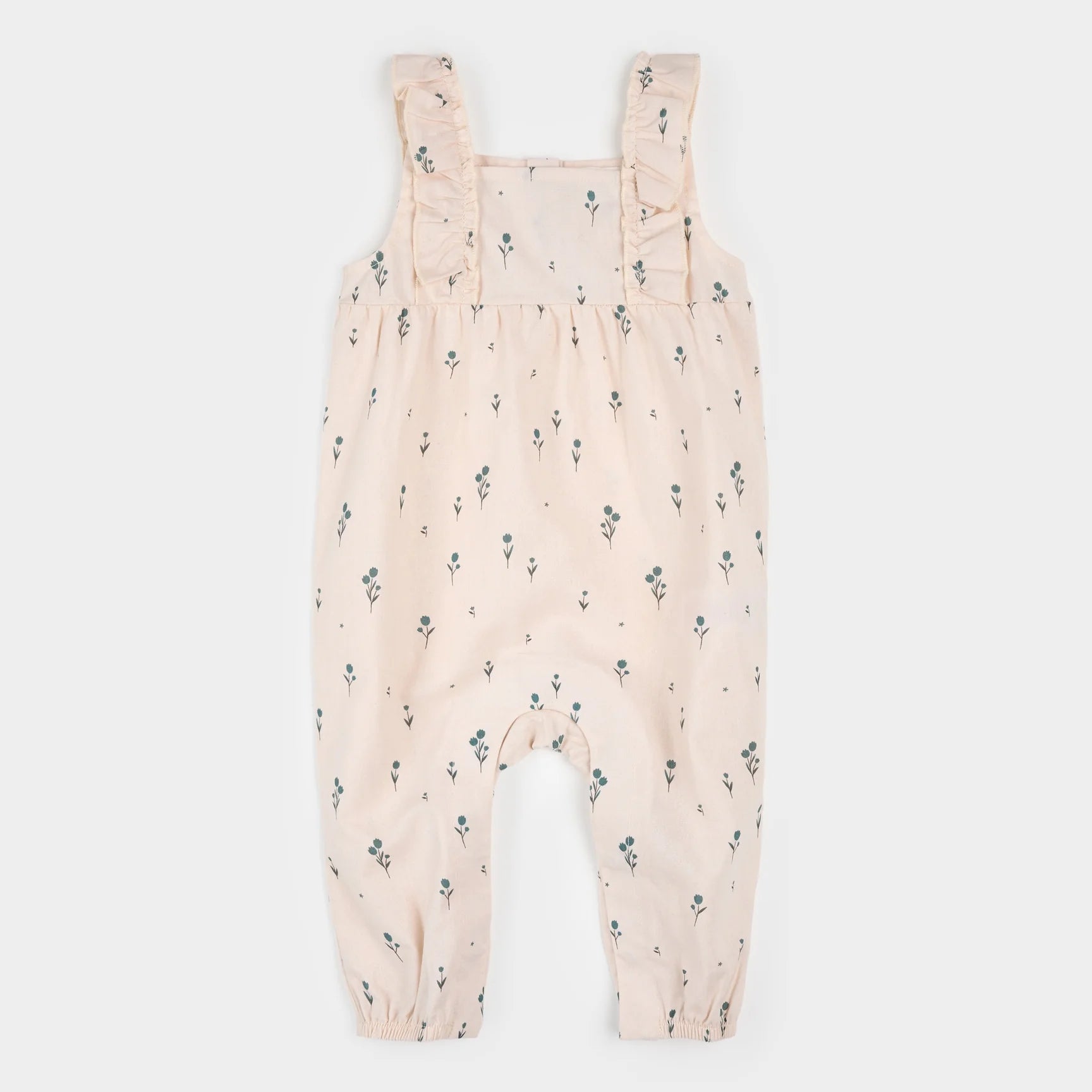 Blue Tulips Print on Light Pink Cross Hatch Playsuit