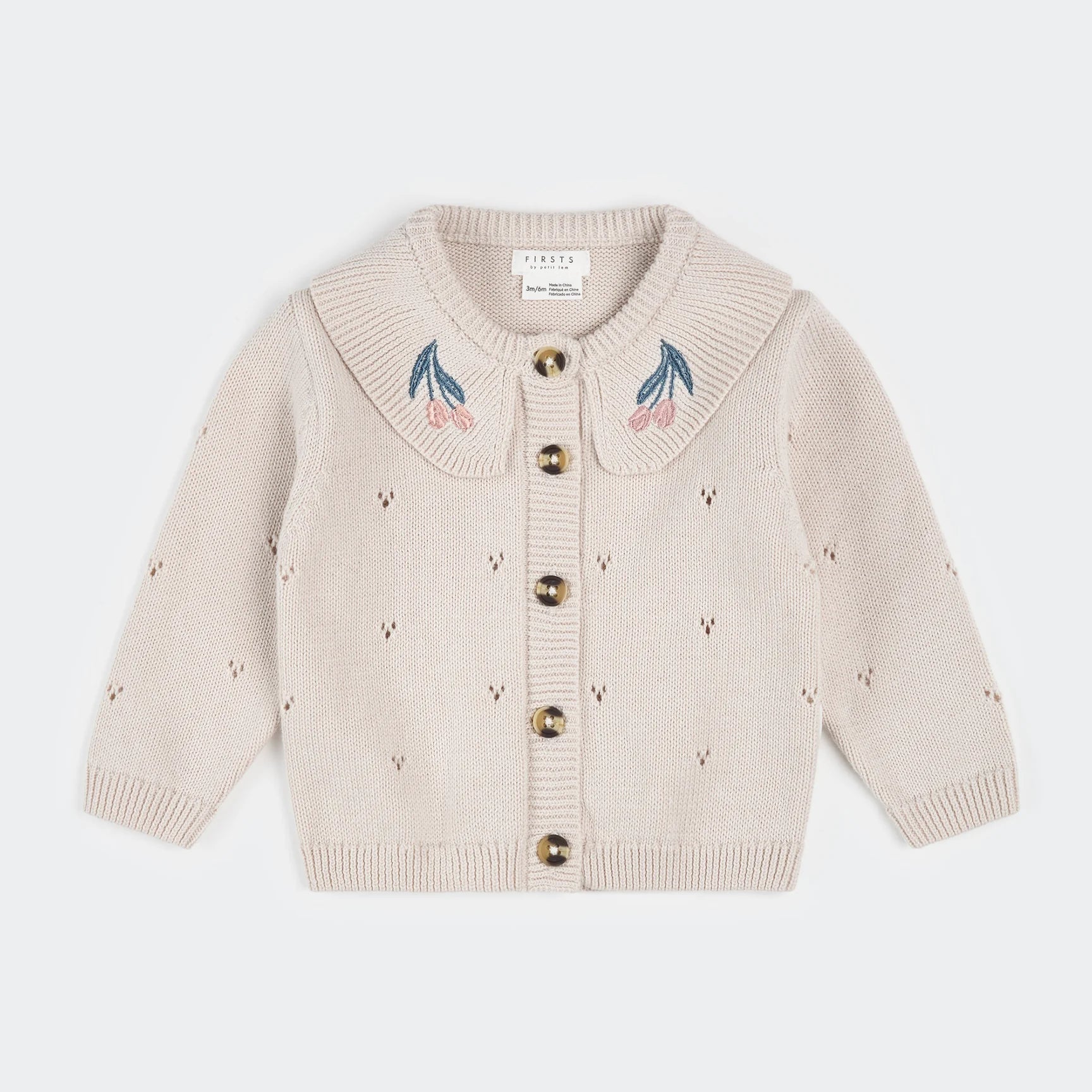 Creme Pointelle Knit Cardigan