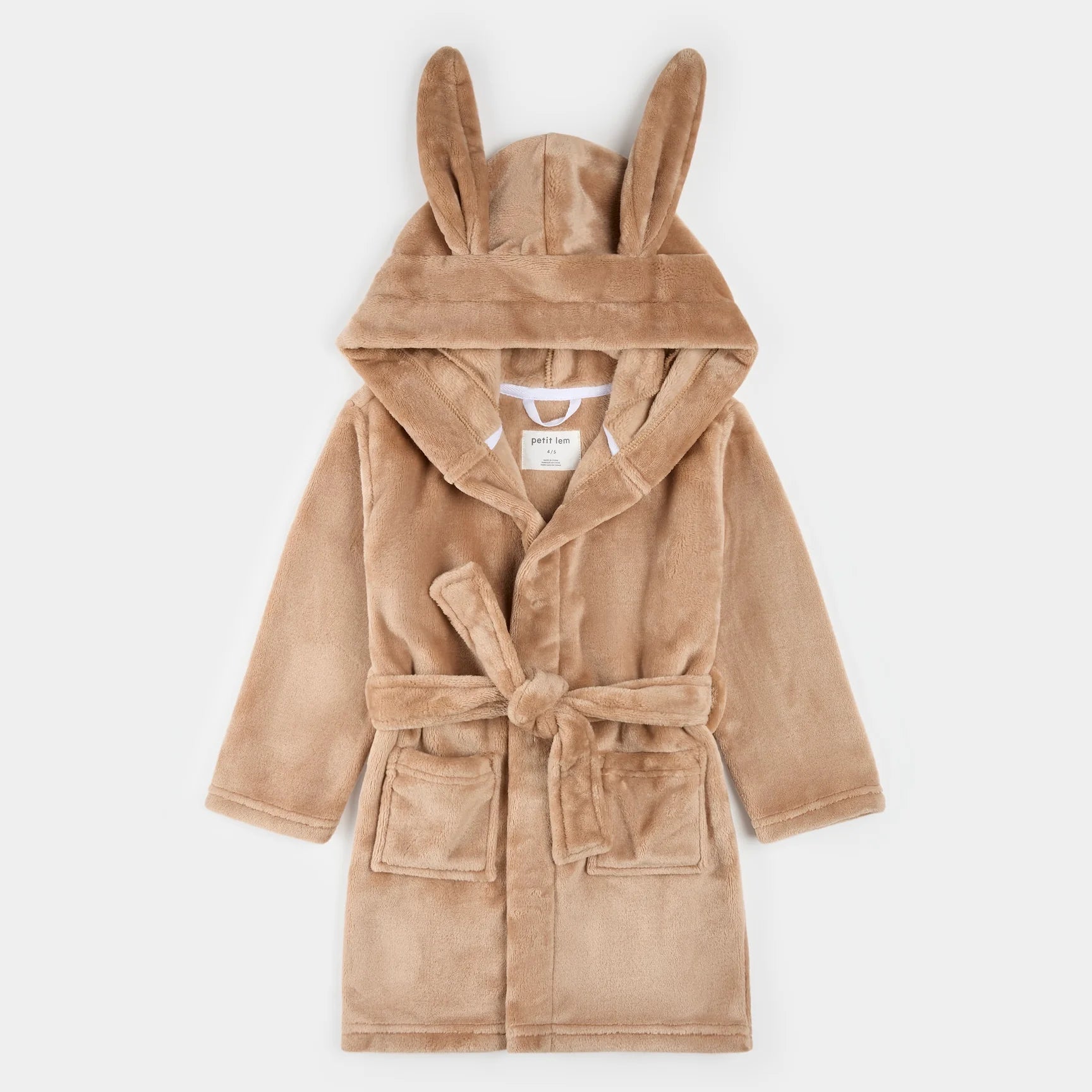 Hooded Bunny Ears Mocha Plush Robe