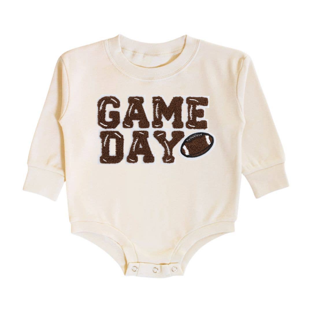 Game Day Patch Long Sleeve Romper - Football - Baby