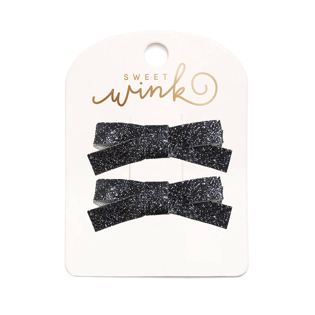 Black Glitter Bow Clip Set - Kids Halloween Hair Bows