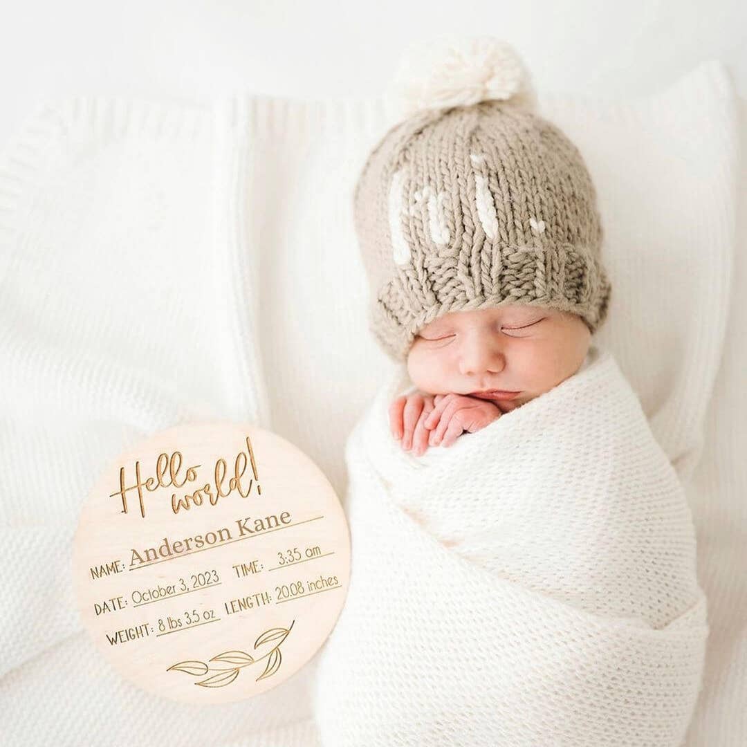 Hi. Pebble Brown Hand Knit Beanie Hat Baby & Kids