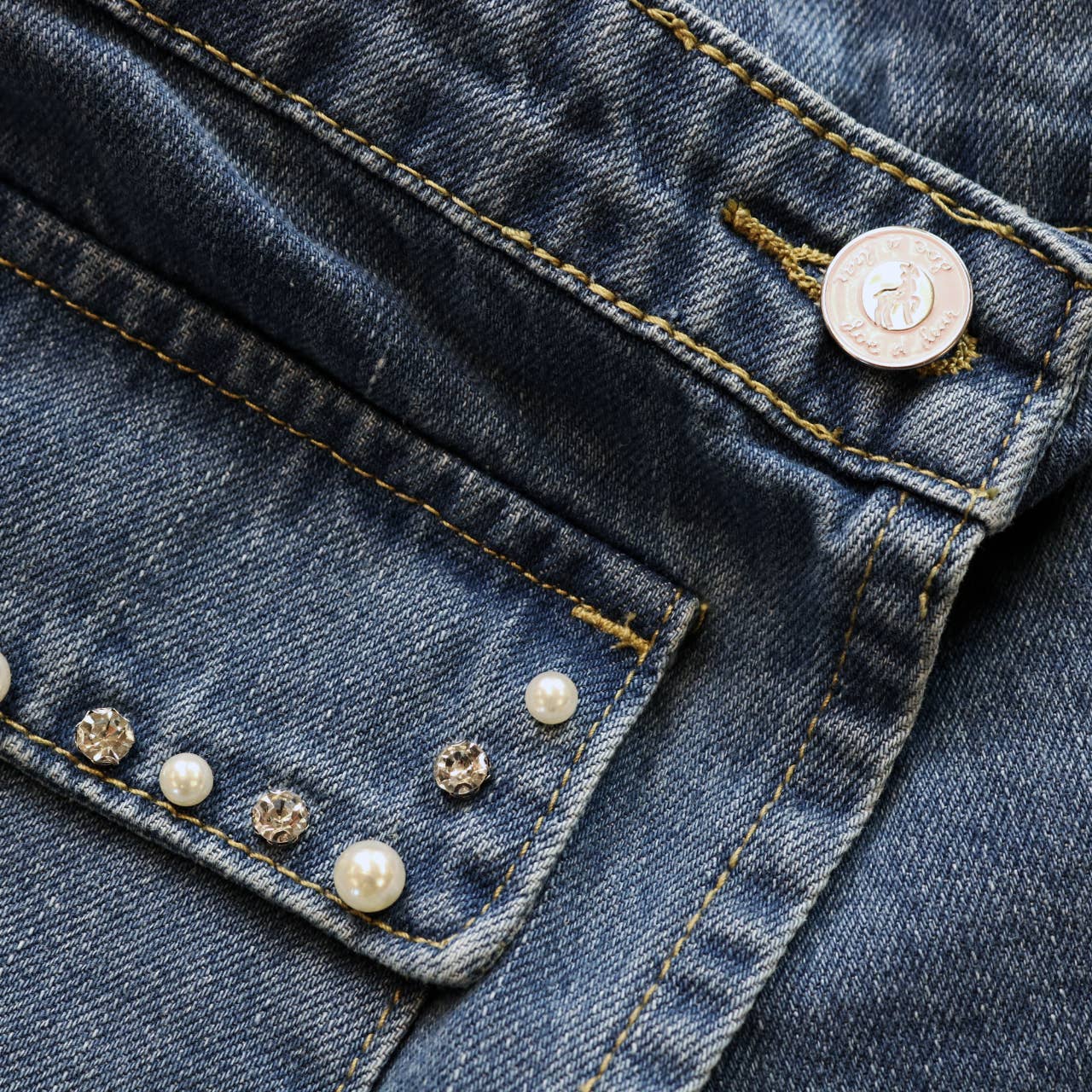 Front Wrap Denim Shorts w/ Rhinestone