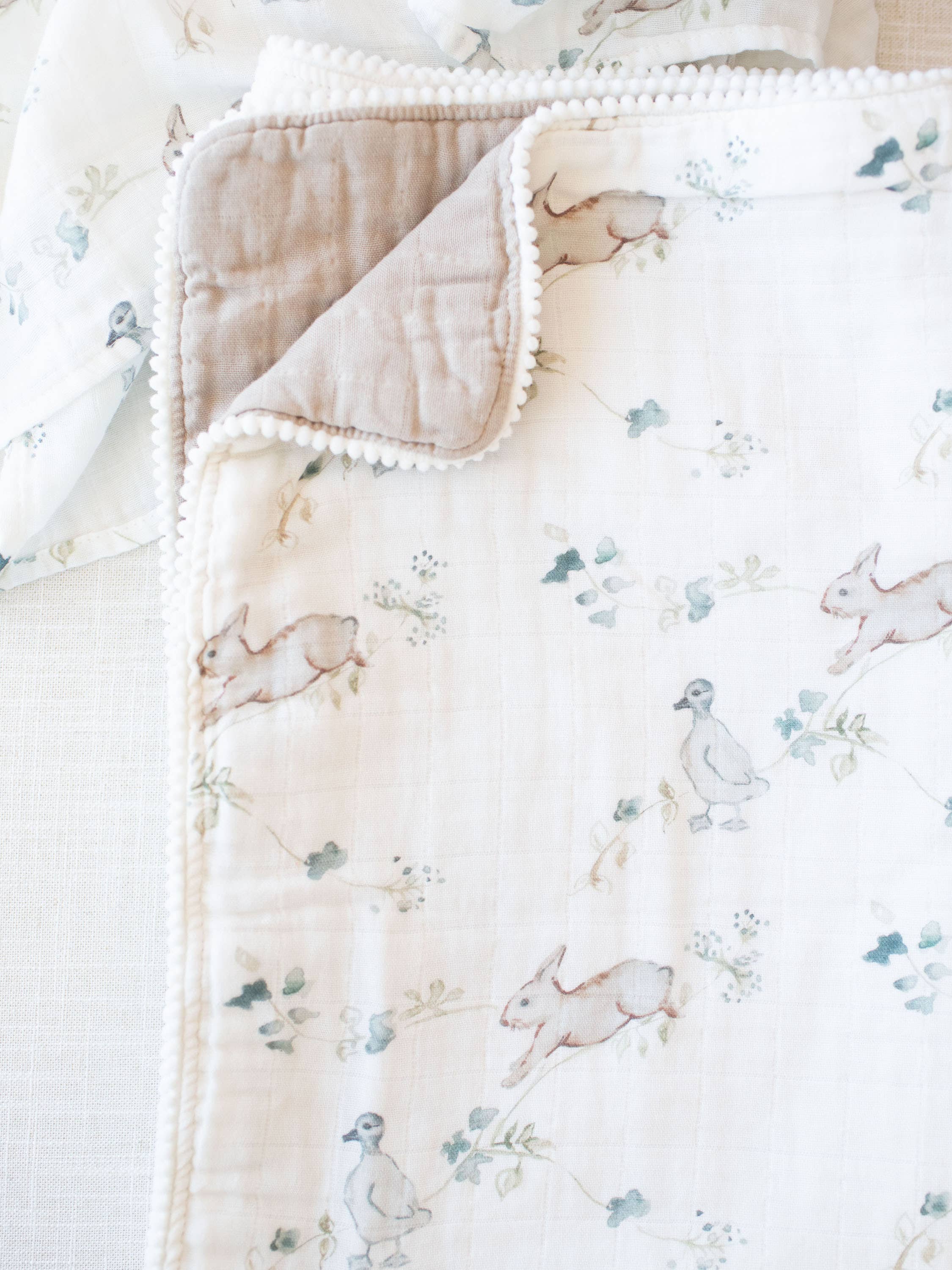 Organic Muslin Gauze Quilt Baby Blanket | Ivy Hollow Bunny