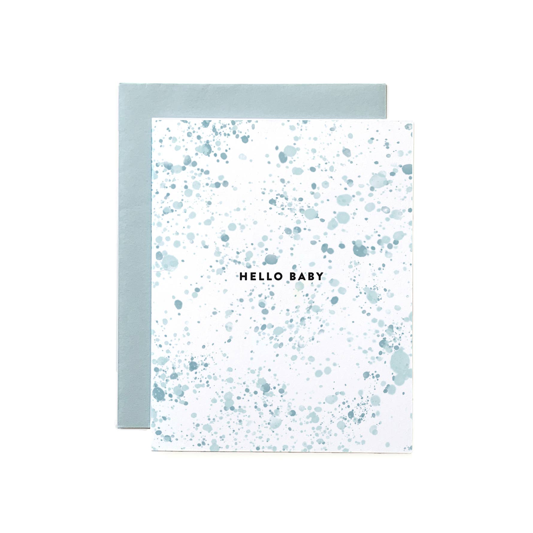 Hello Baby Blue Paint Splatter Card