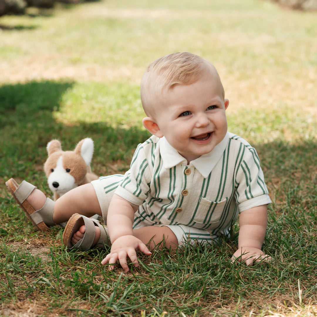 Fern & Off-White Beach Terry Romper