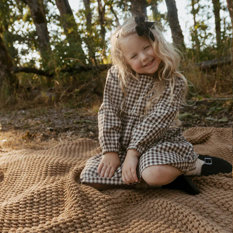 Organic Long Sleeve Tiered Dress - Gingham Checks
