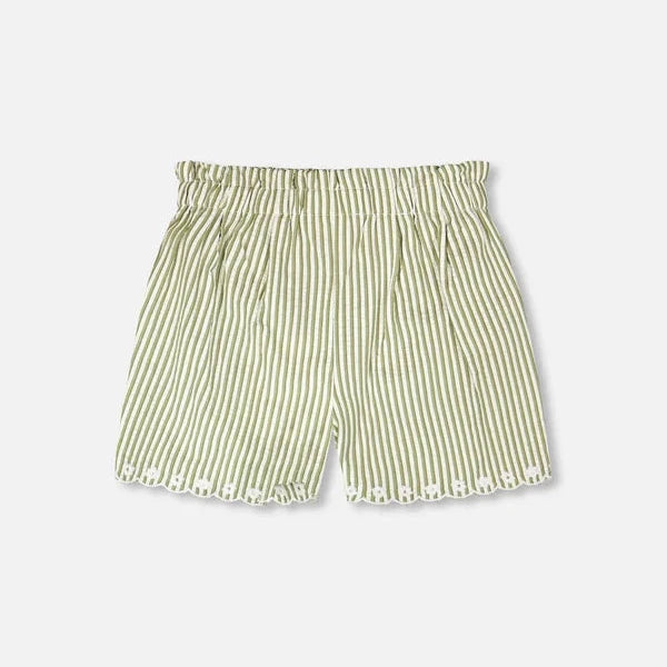 Striped Shorts with Embroidery