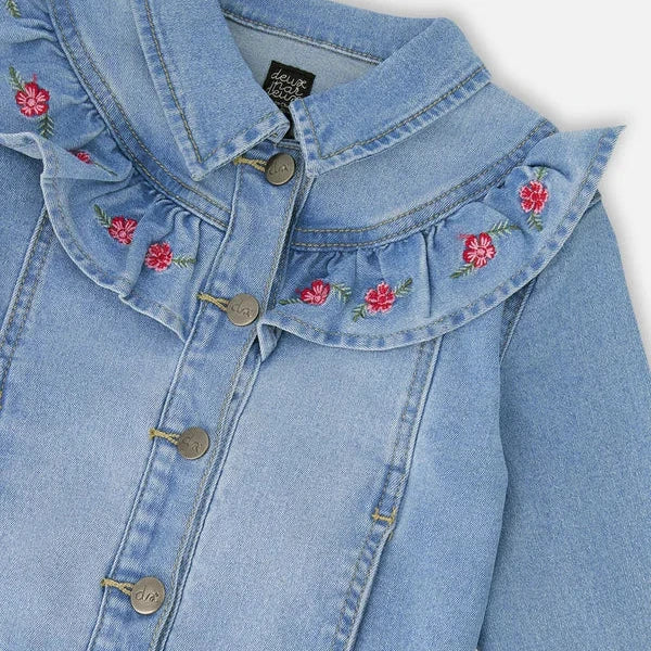Light Denim Jacket with Embroidery