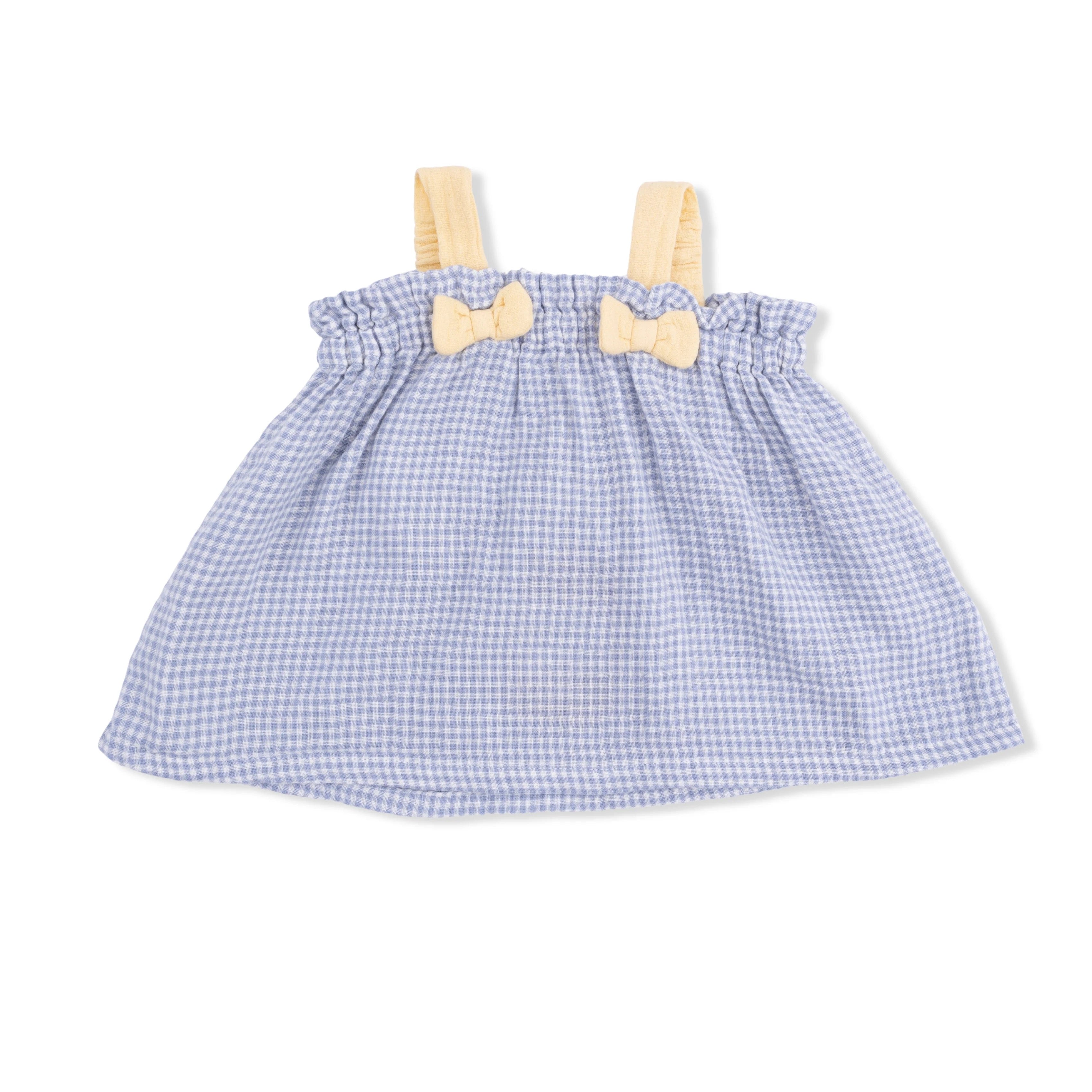 Top w/ Bows & Ruffle Leg Bloomer | Micro Gingham Blue