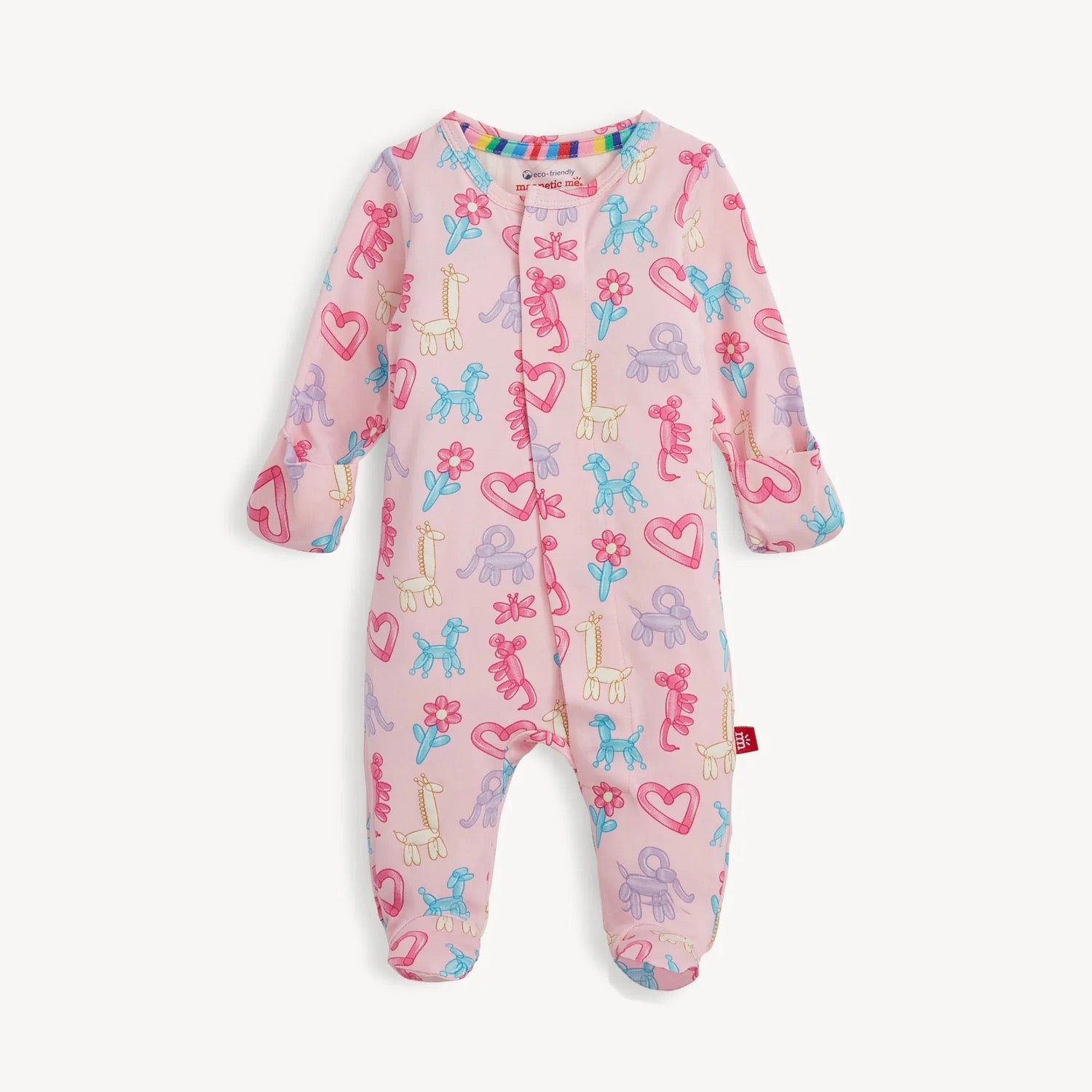 Magnetic Me Ruffle Footie - Pink Party Animals Glow in the Dark