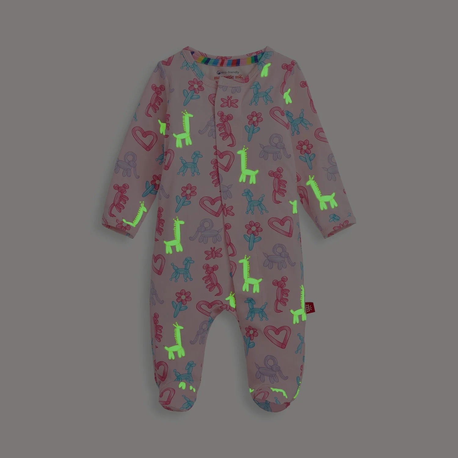 Magnetic Me Ruffle Footie - Pink Party Animals Glow in the Dark