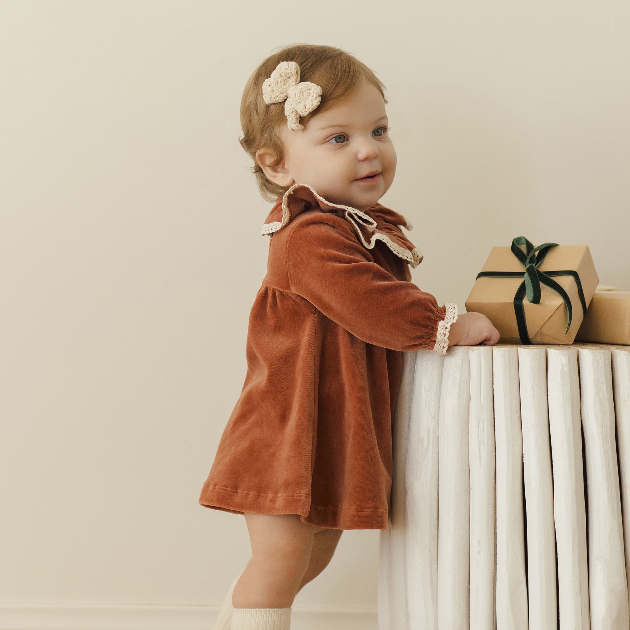 Velour Baby Dress || Cranberry