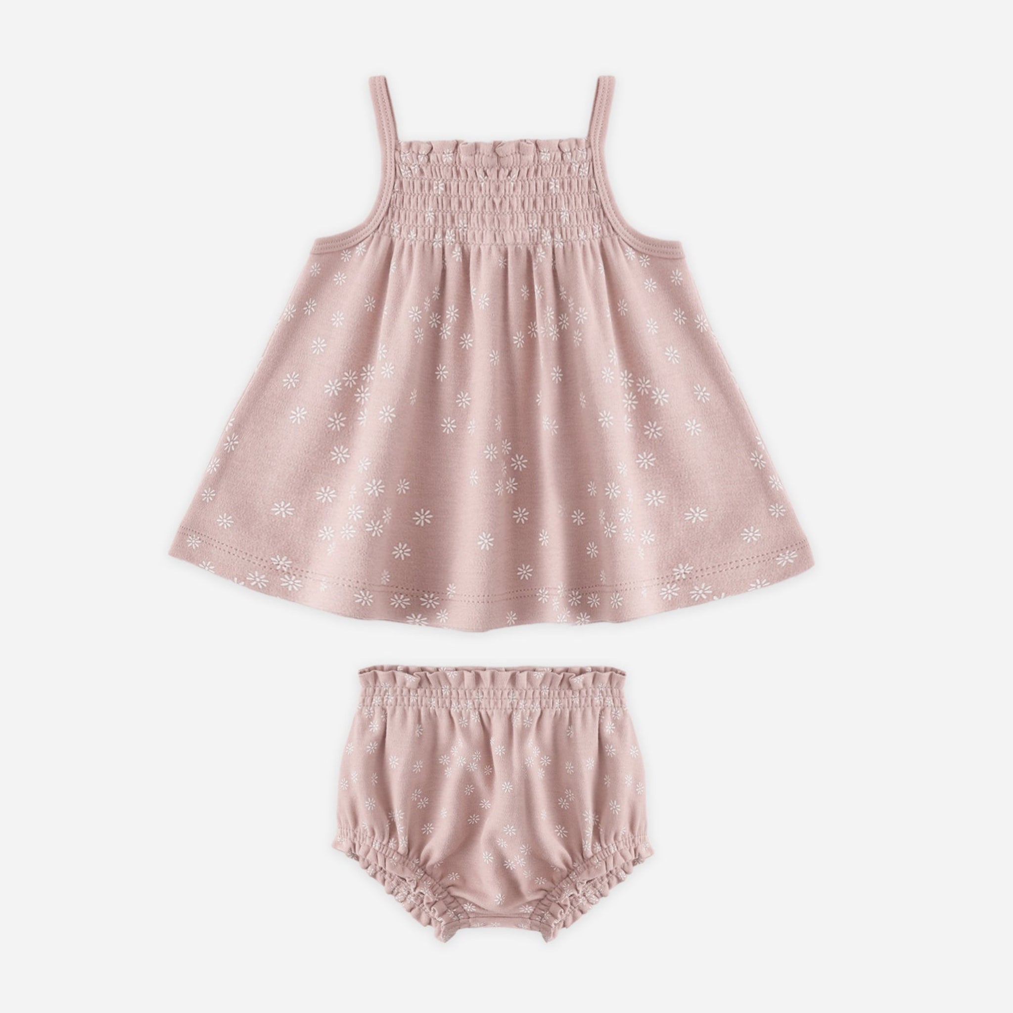 Smocked Tank + Bloomer Set | Mauve Daisy