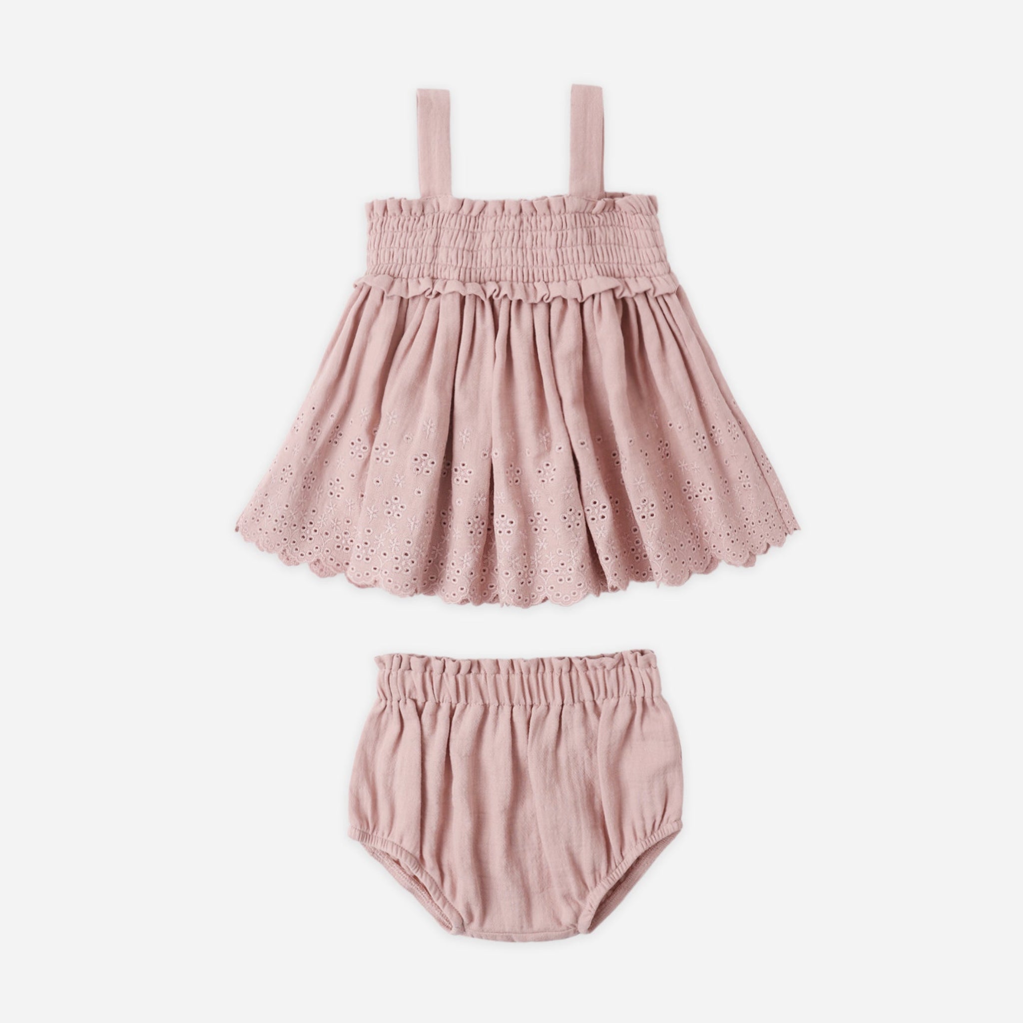 Mae Smocked Top + Bloomer Set | Mauve