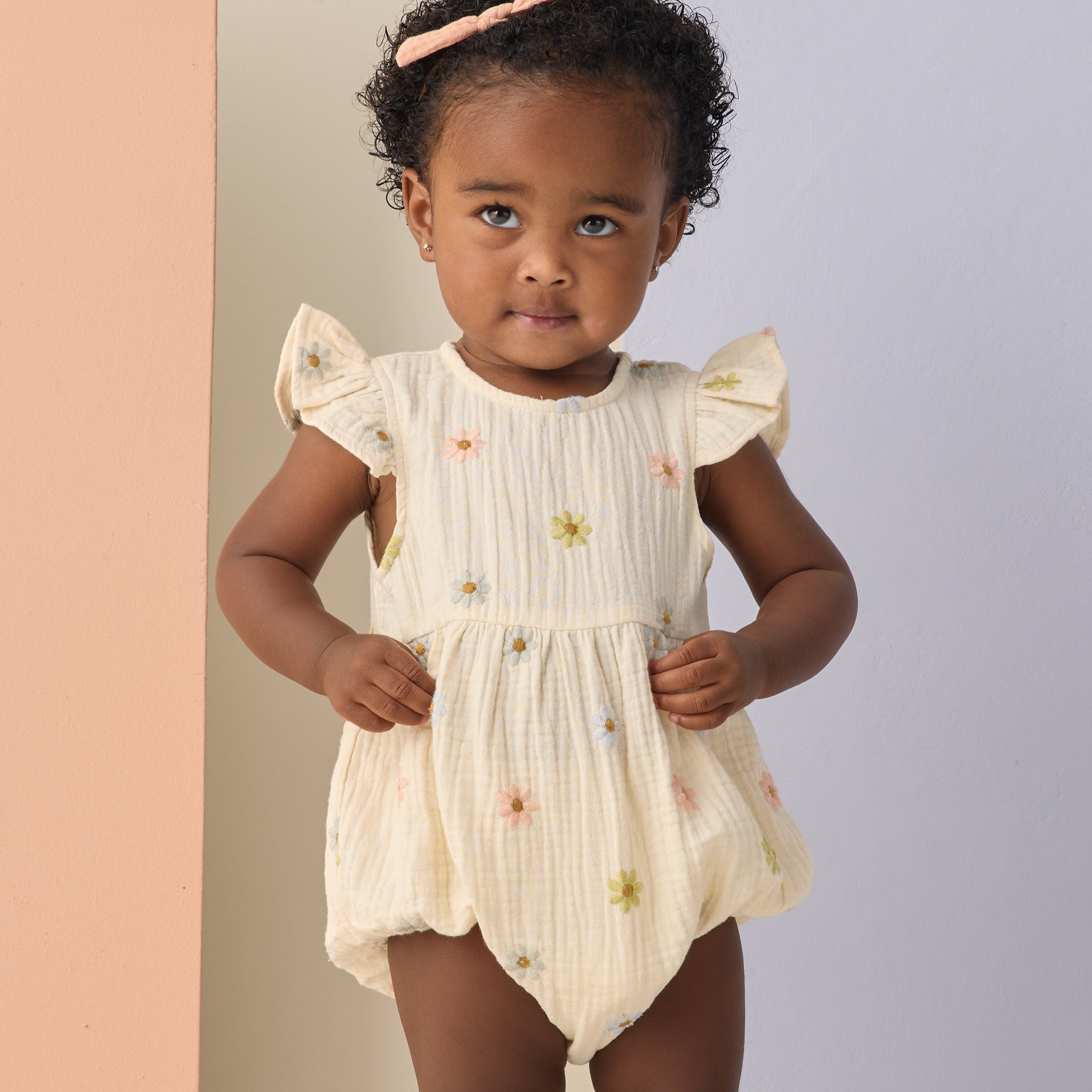 Amelia Romper | Embroidered Daisies