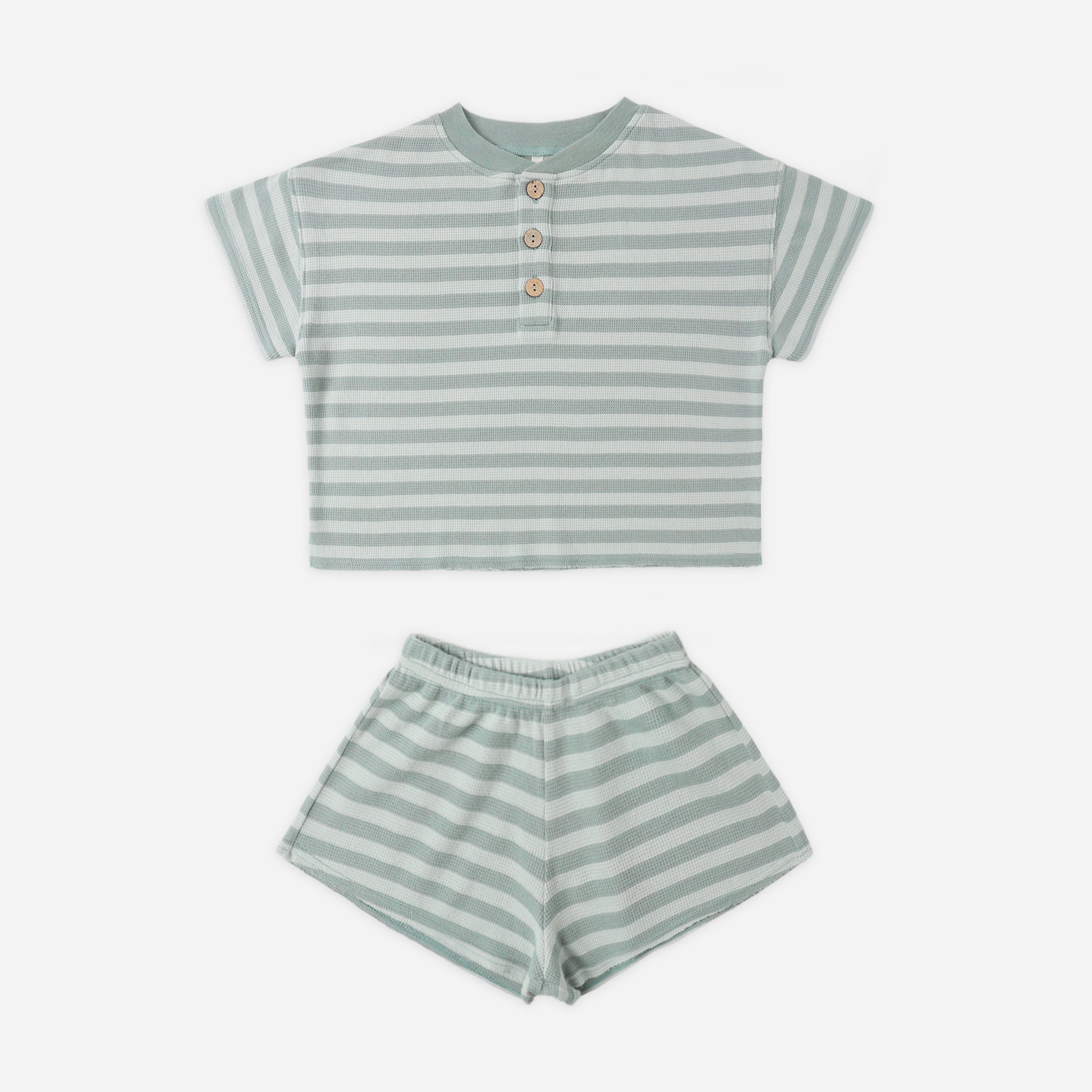 Summer Waffle Set | Sea Green Stripe