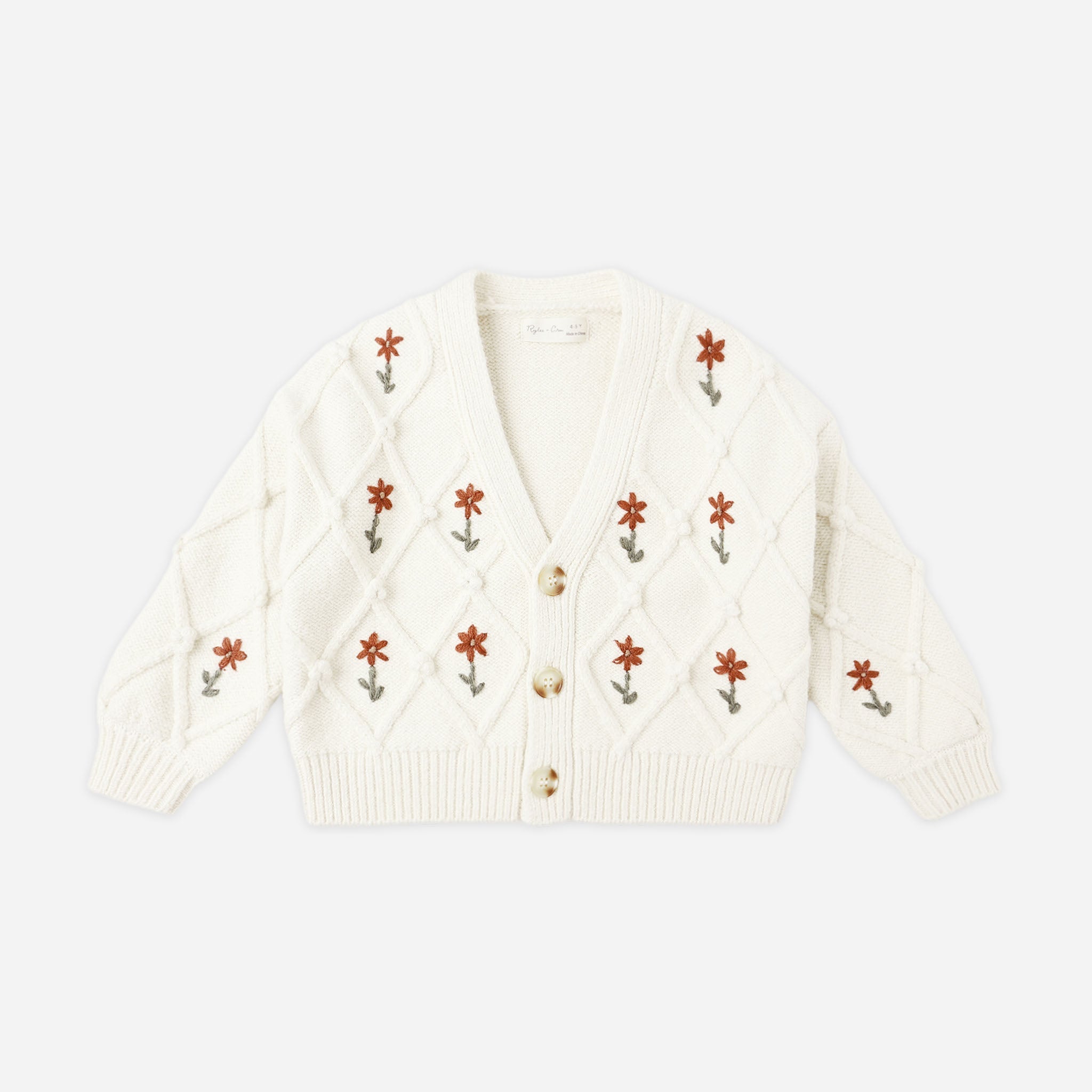 Boxy Crop Cardigan || Winter Daisy Embroidery
