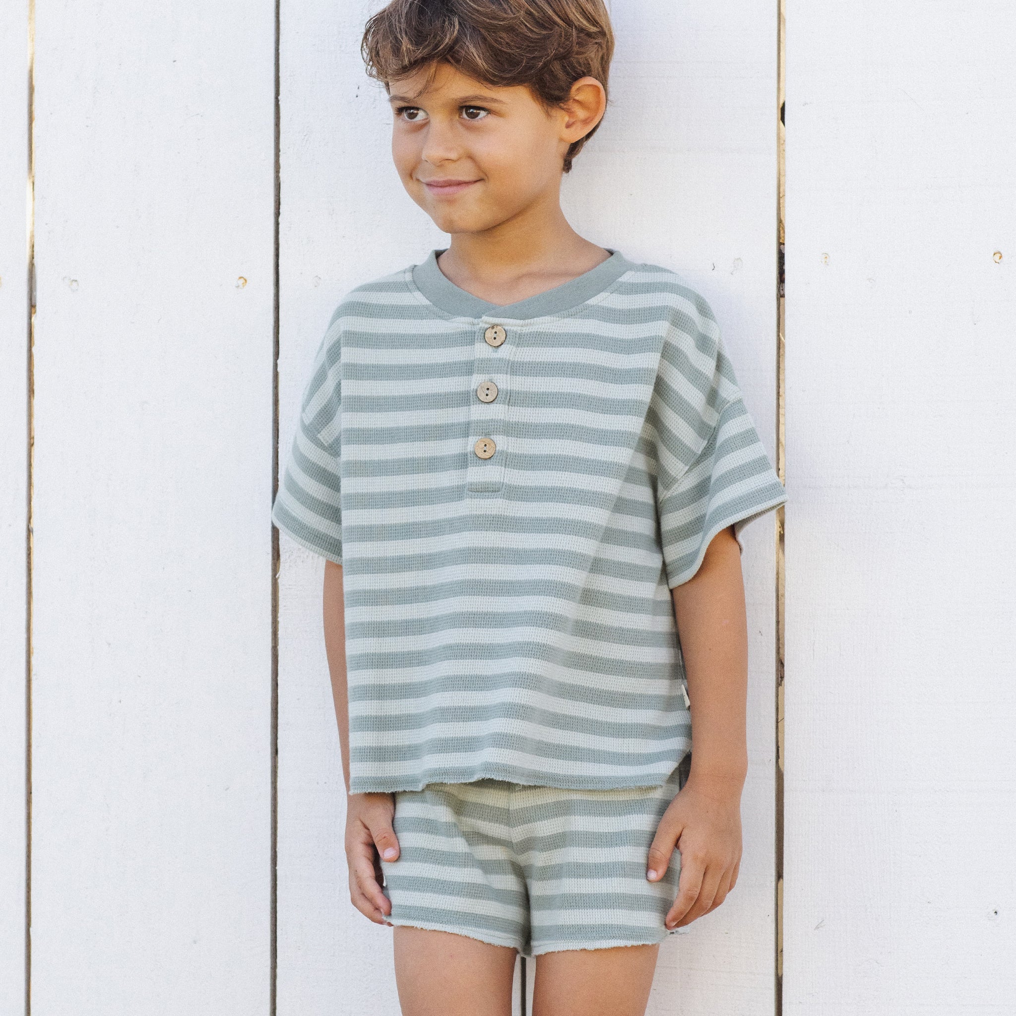 Summer Waffle Set | Sea Green Stripe