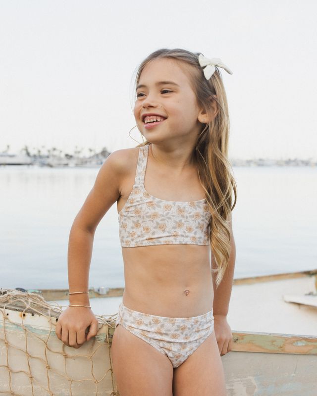 Crop Rashguard Set | Yellow Floral