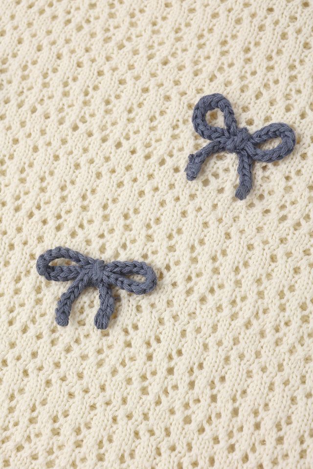 Crochet Knit Pullover | Bows