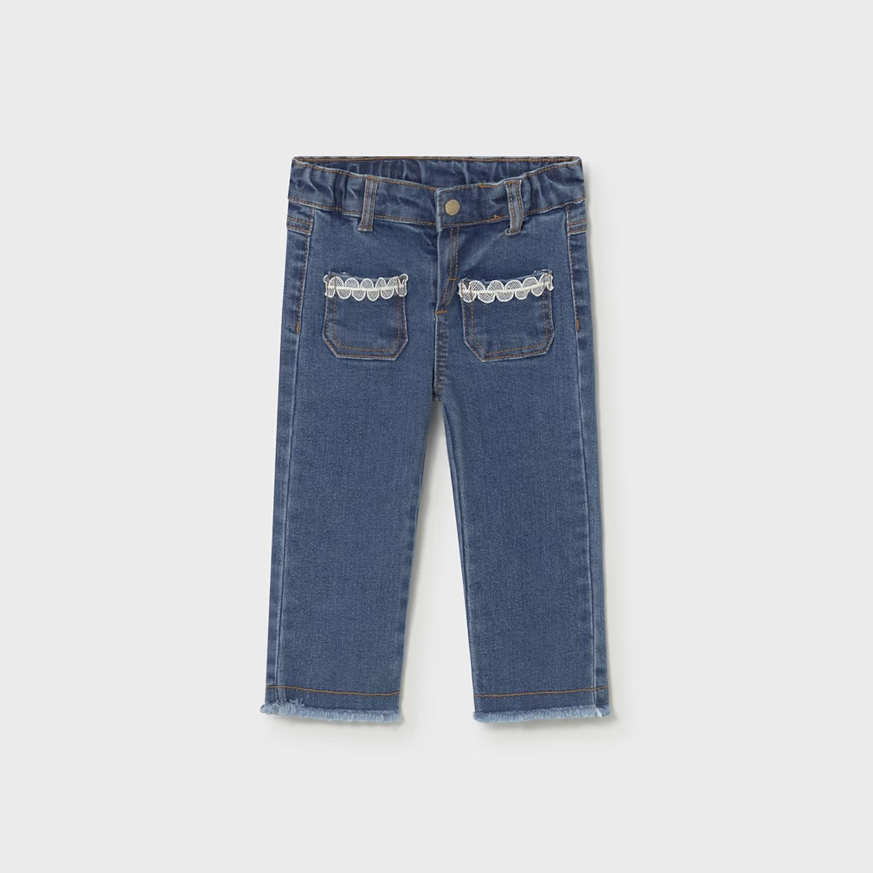 Dark Denim Pants | White Applique