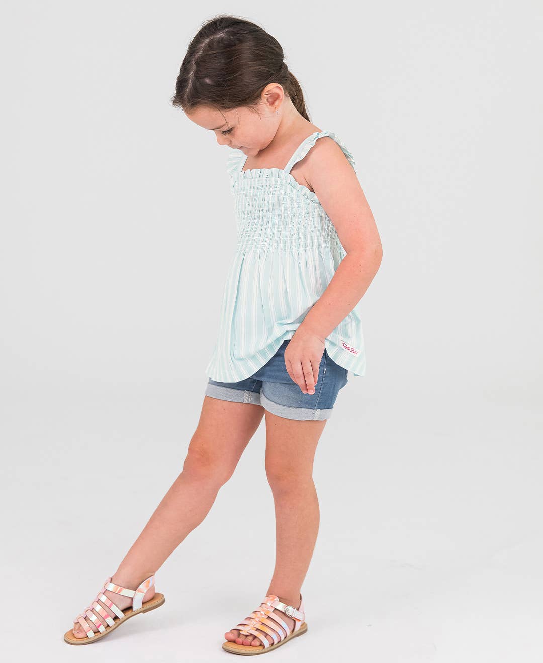 Girls Light Wash Stretch Denim Shorts