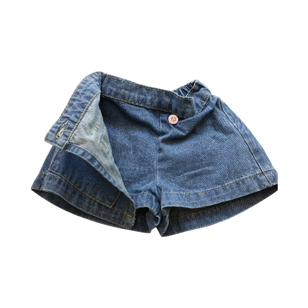 Front Wrap Denim Shorts w/ Rhinestone