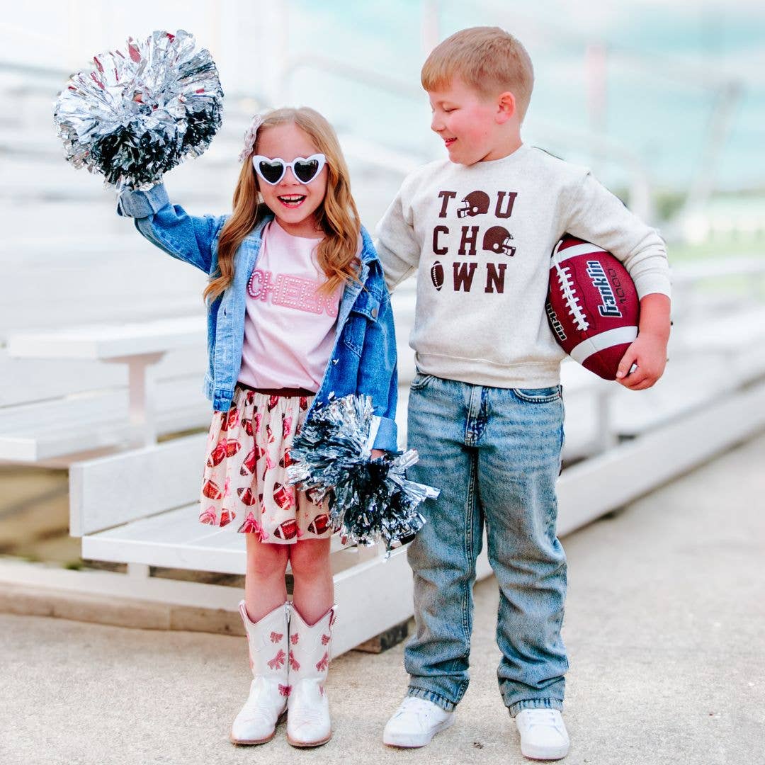 Game Day Football Sequin Patch Girls Denim Jacket