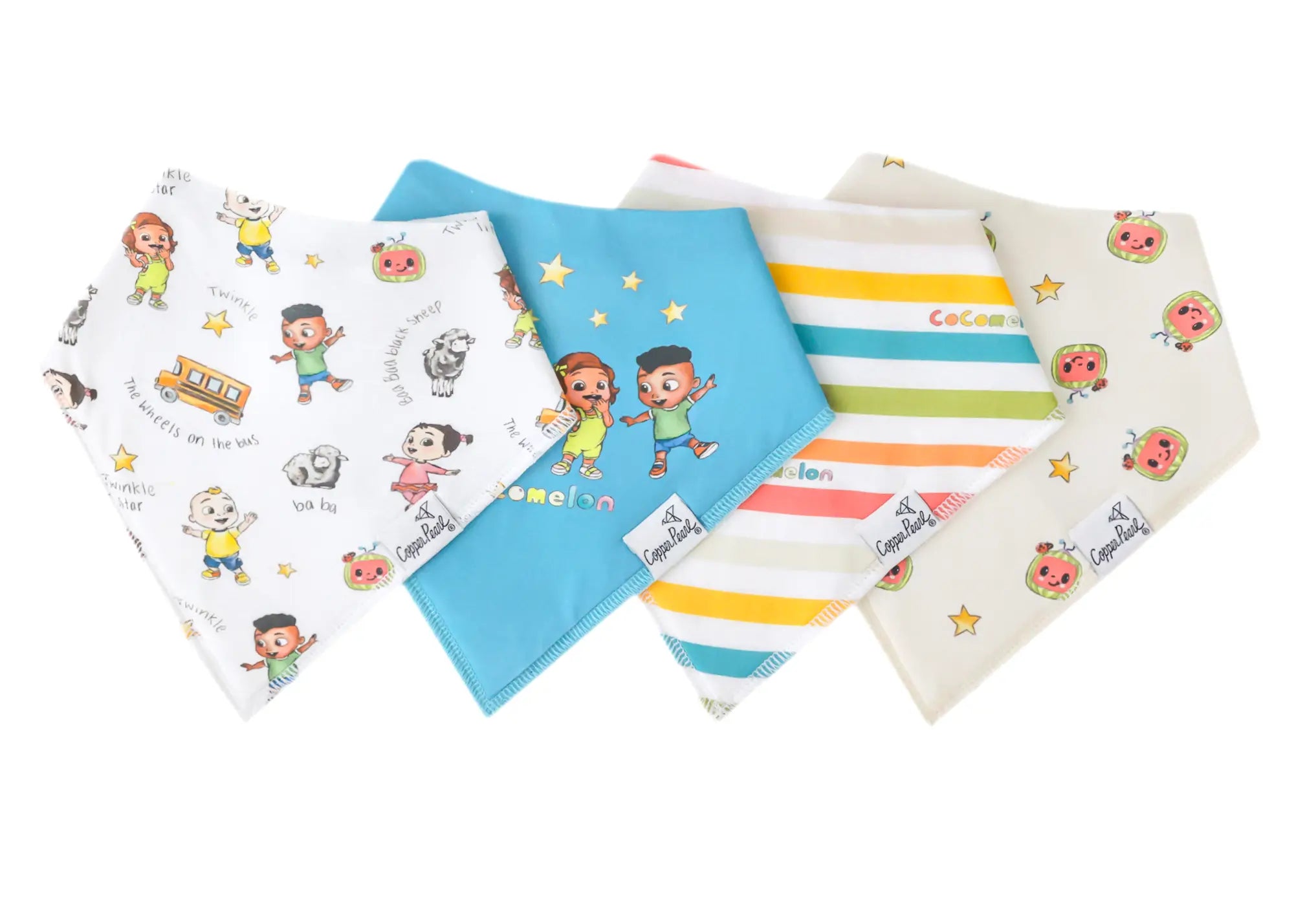 Copper Pearl Bandana Bib Set (4-pack) - Cocomelon