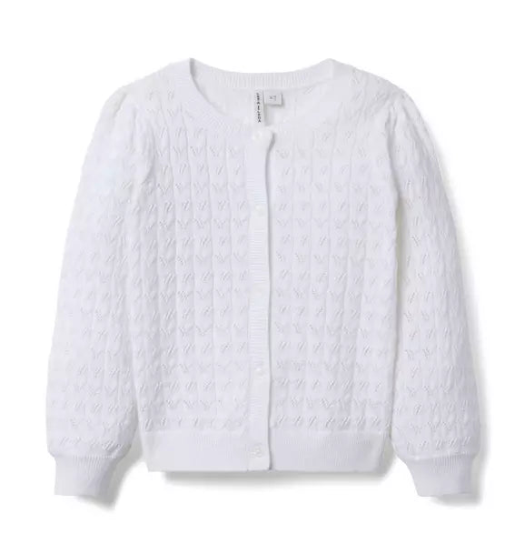 White Pointelle Cardigan