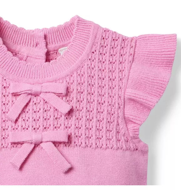 Pointelle Bow Sweater Top
