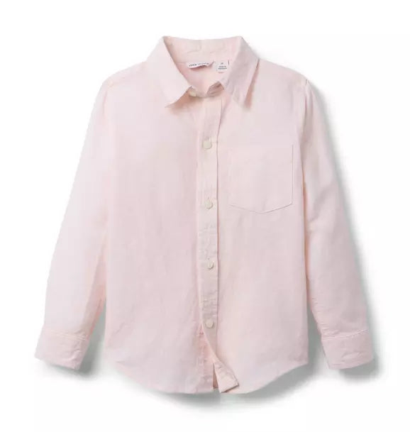 Pale Pink Heather Linen-Cotton Shirt