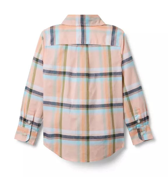 Salmon Pink Plaid Shirt