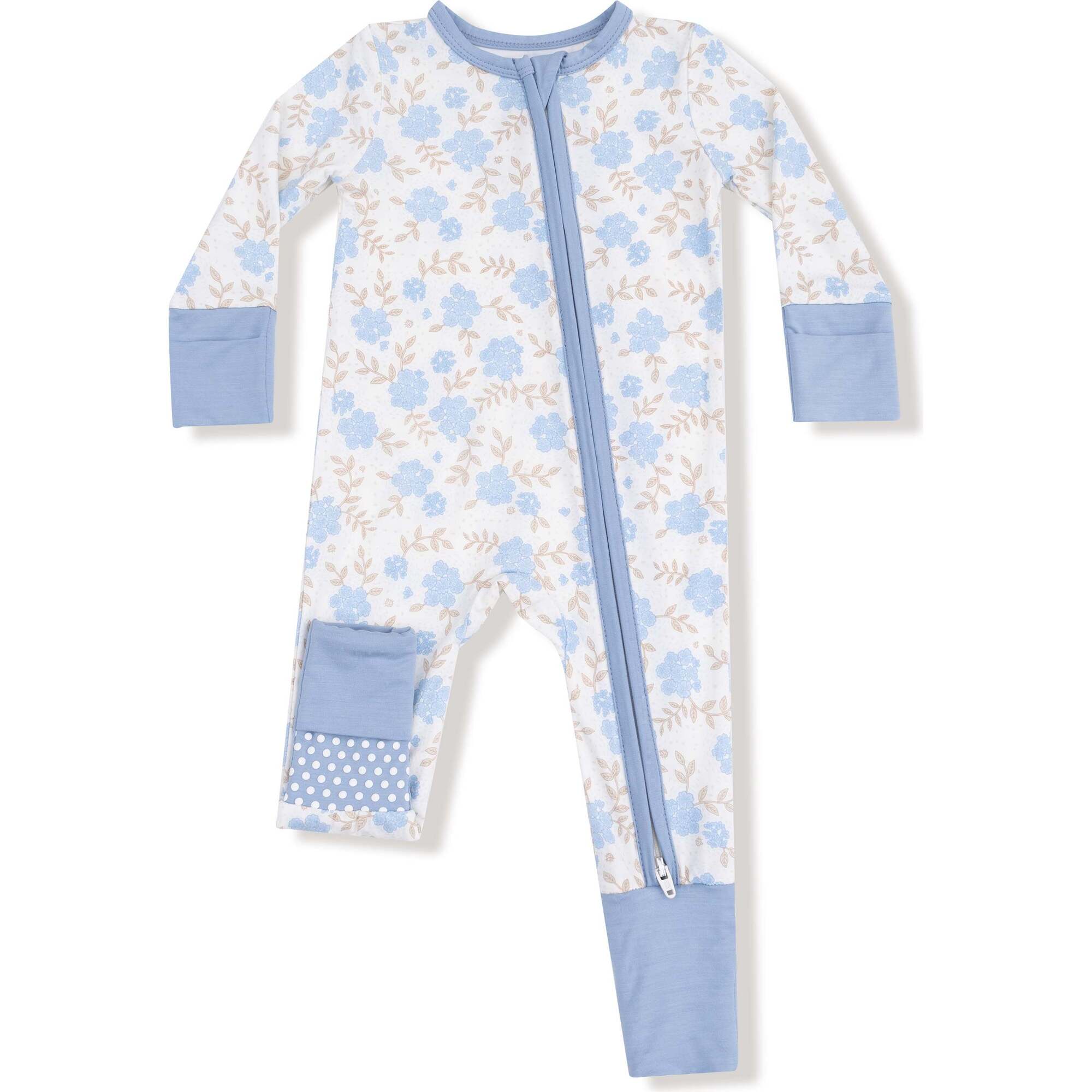 2 Way Zipper Romper | Baby Blue Floral