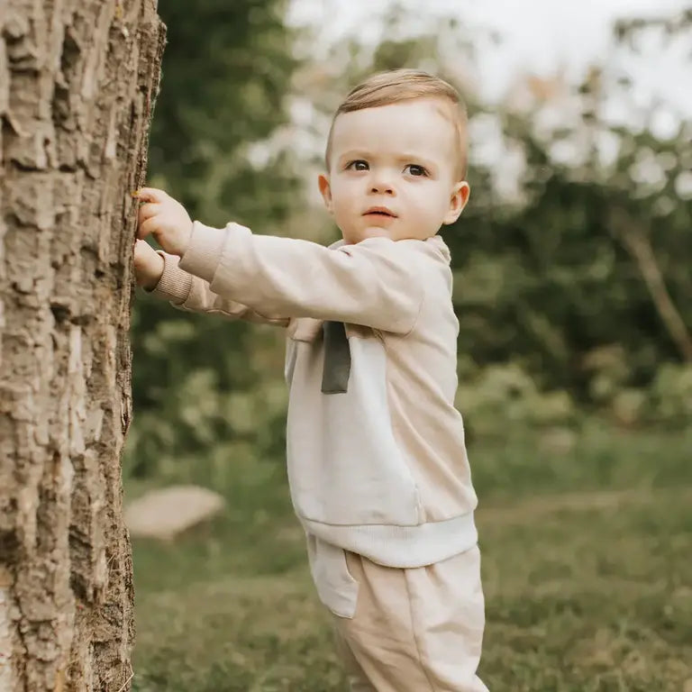 Sand Color Block Fleece Set